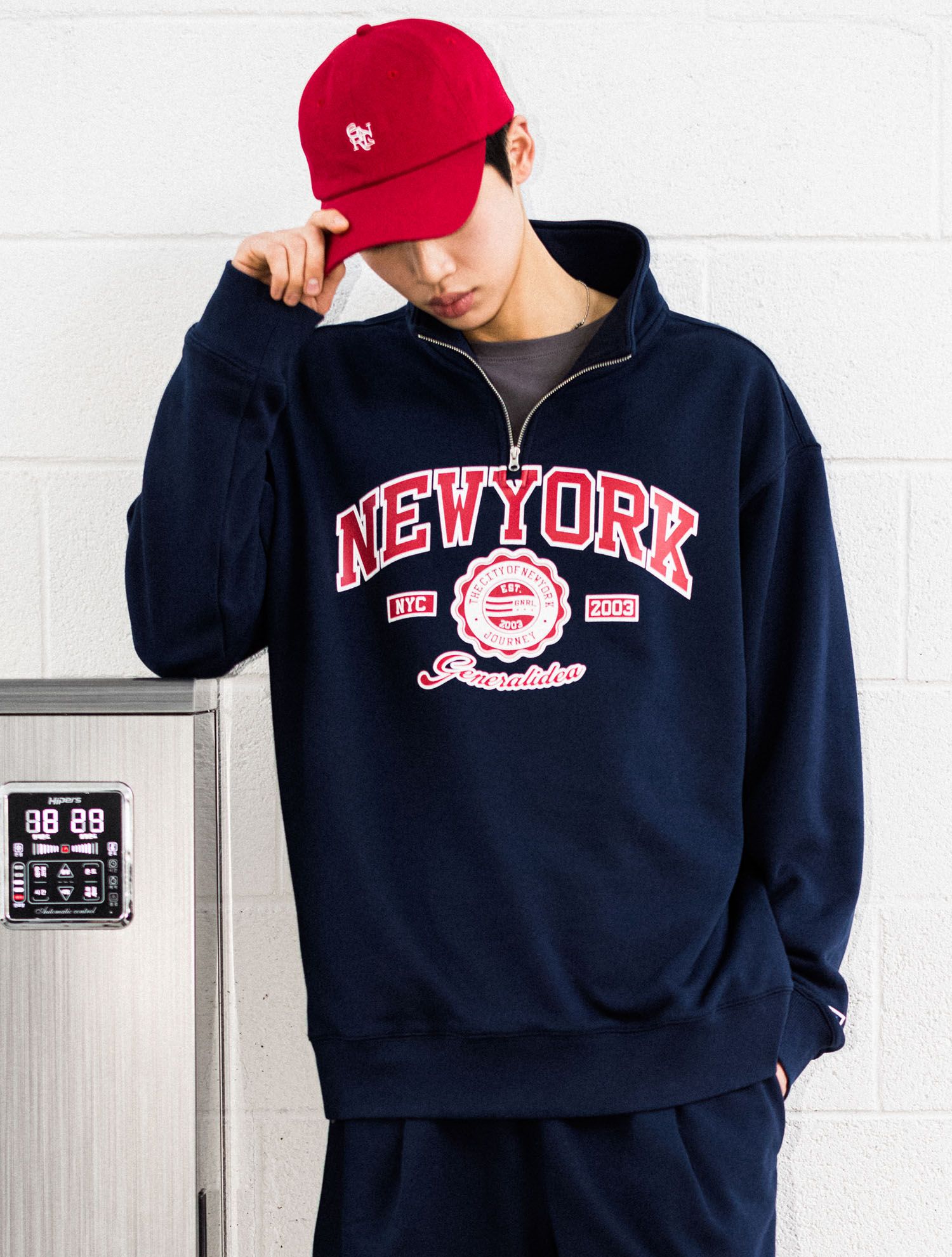 ★GENERAL IDEA★ New York Cozy Half Zip-up Sweatshirt NAVY S Designer fashion, Seoul-fully created | W Concept