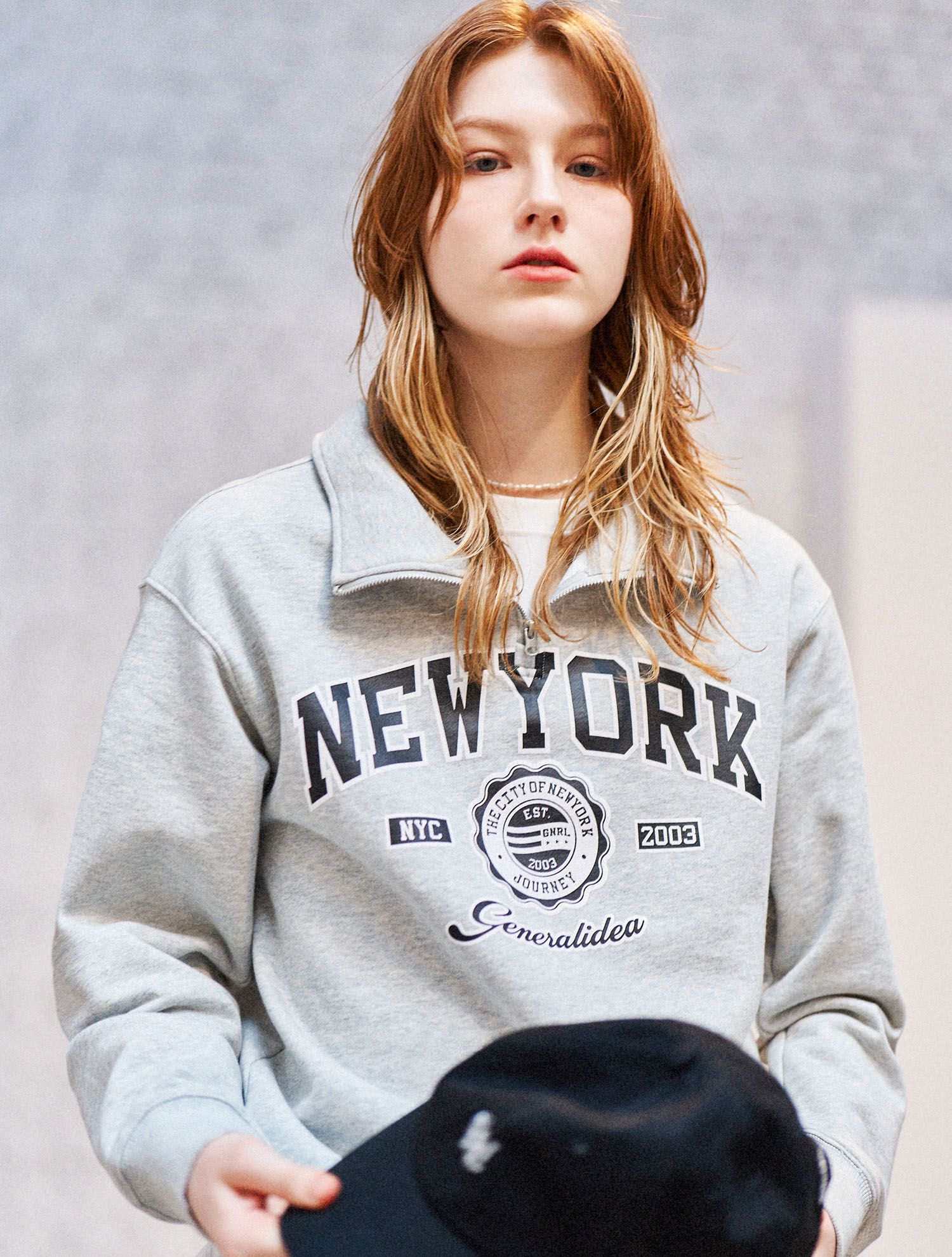 ★GENERAL IDEA★ Essential Cozy Man to Man MELANGE GREY SBD1 MUSINSA | GENERAL IDEA New York Cozy Half Zip-up Sweatshirt