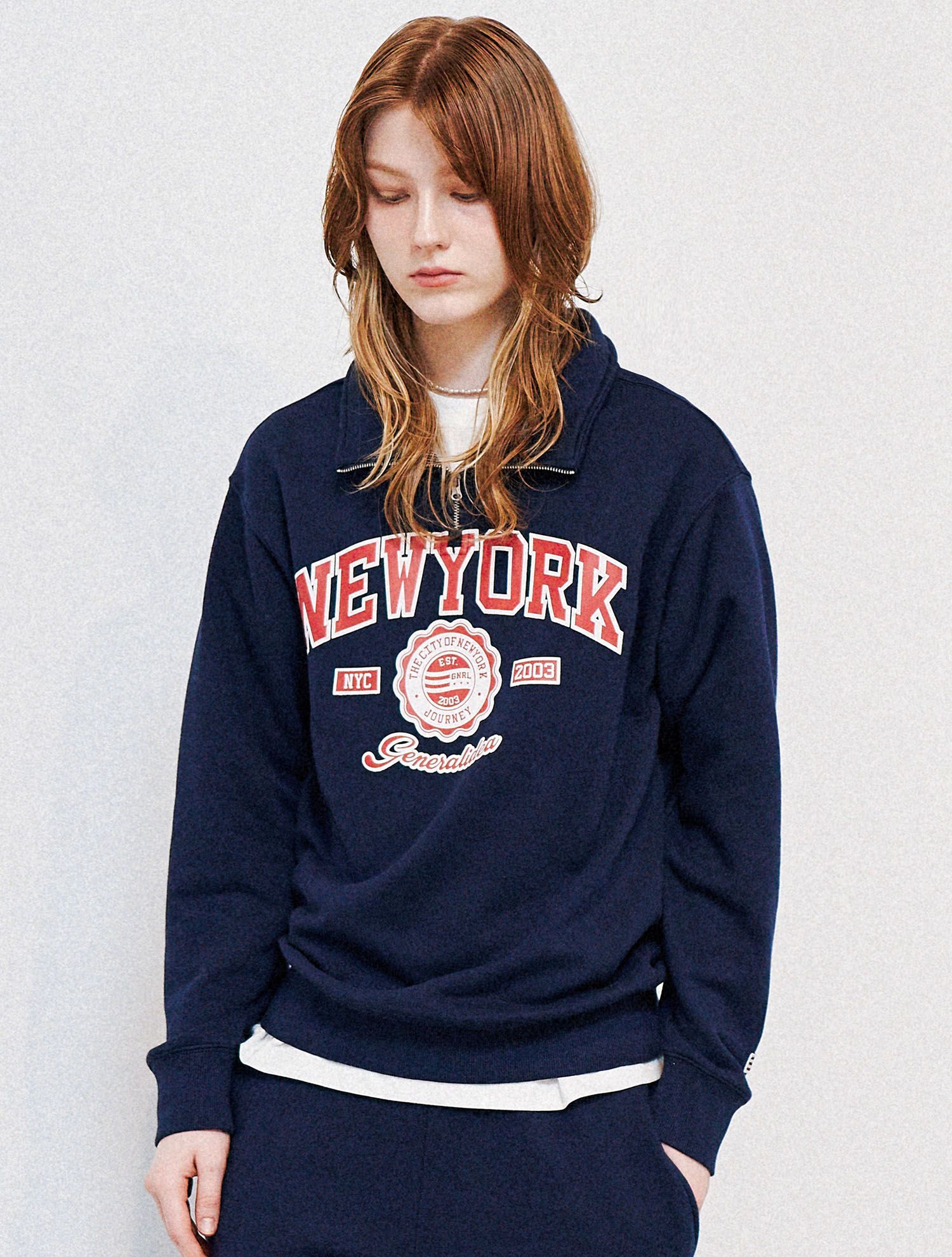 MUSINSA | GENERAL IDEA New York Cozy Half Zip-up Sweatshirt