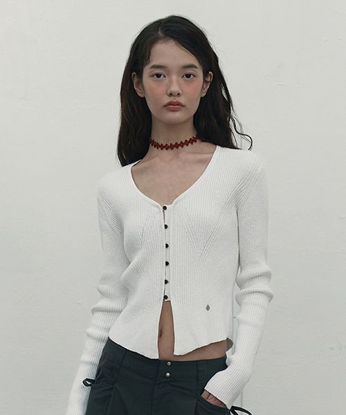 MUSINSA | KIRSH Slim fit knit cardigan [white]