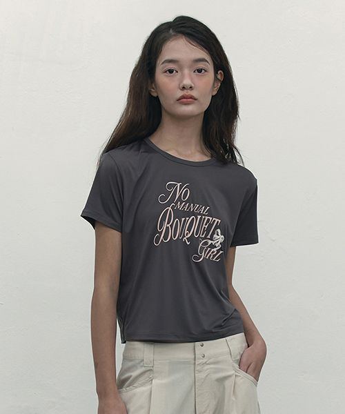 MUSINSA | KIRSH Bouquet Girl Graphic T-Shirt [Charcoal]