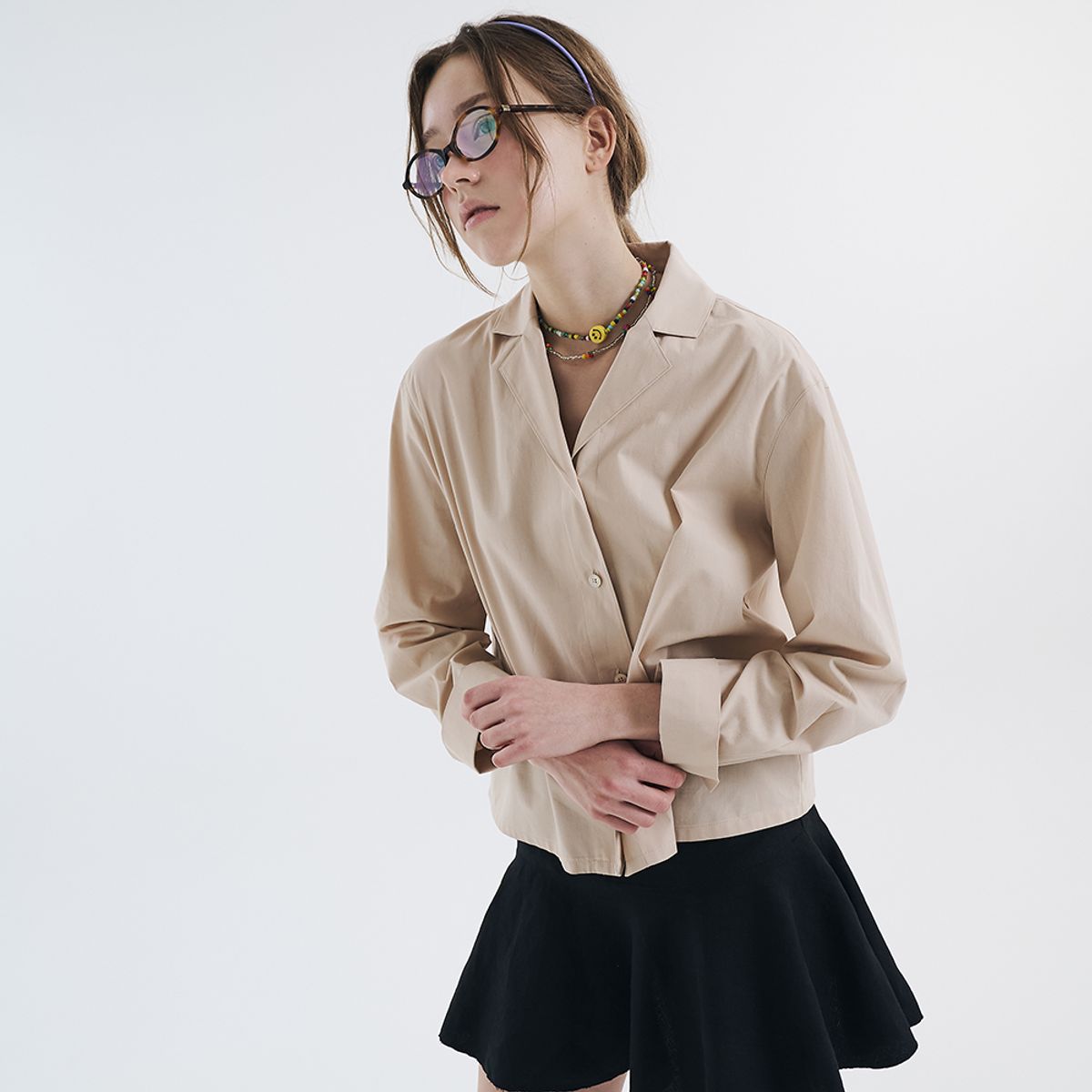 보연(VOYONN) 테일러드 9부 셔츠 연베이지 0095