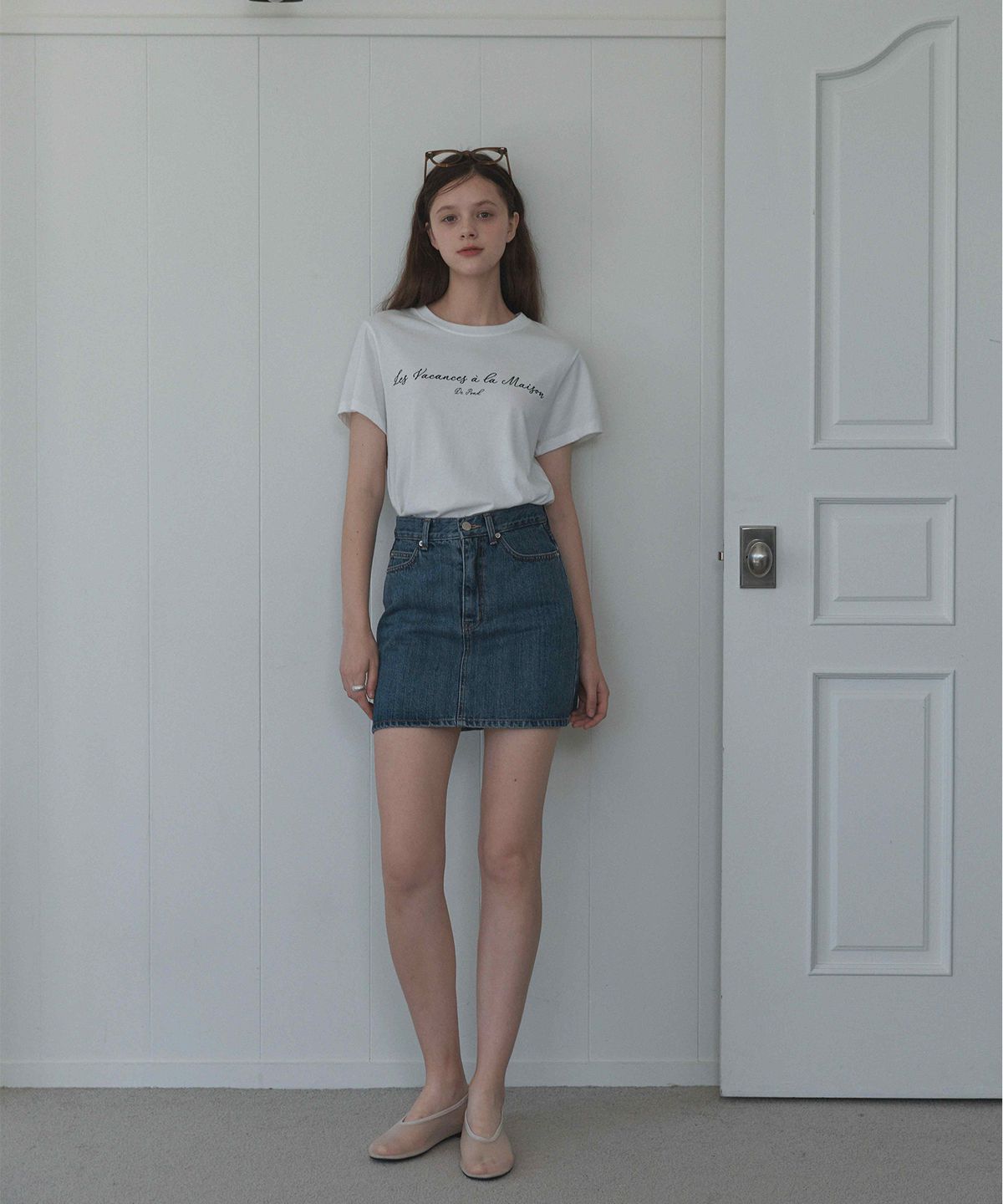 하우스 오브 폰드(HOUSE OF POND) Kaihara fabric denim skirt(Light blue, Mid blue)