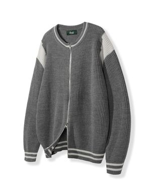 바시티 투웨이 집업 니트 [그레이]