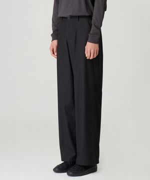 폴드 플리츠 와이드 팬츠 MELANGE GRAY