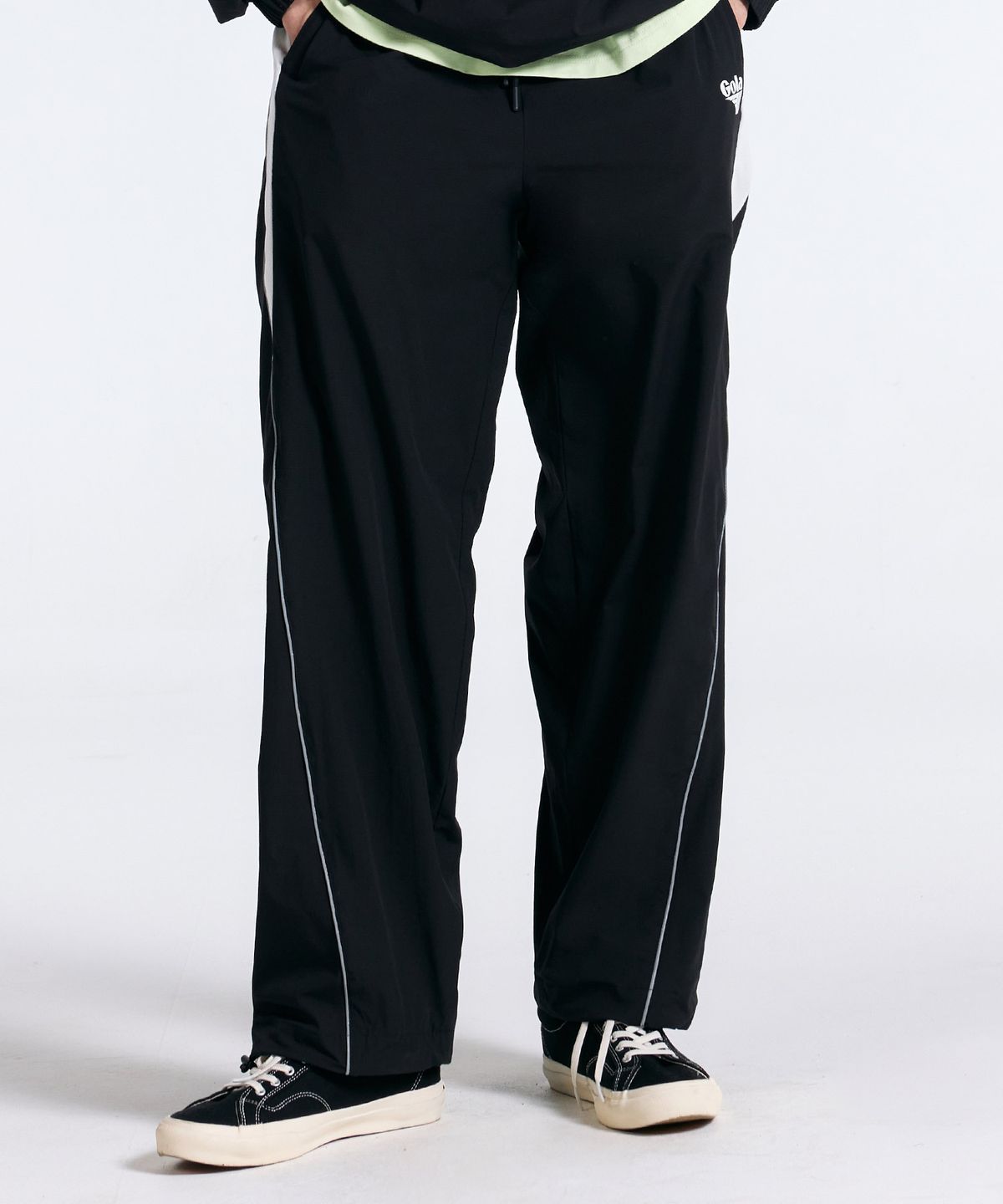 골라(GOLA) COLOR BLOCK PIPING PANTS [BLACK]