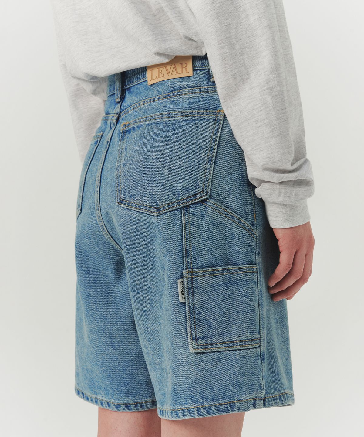르바(LEVAR) Carpenter Half Denim - Light blue