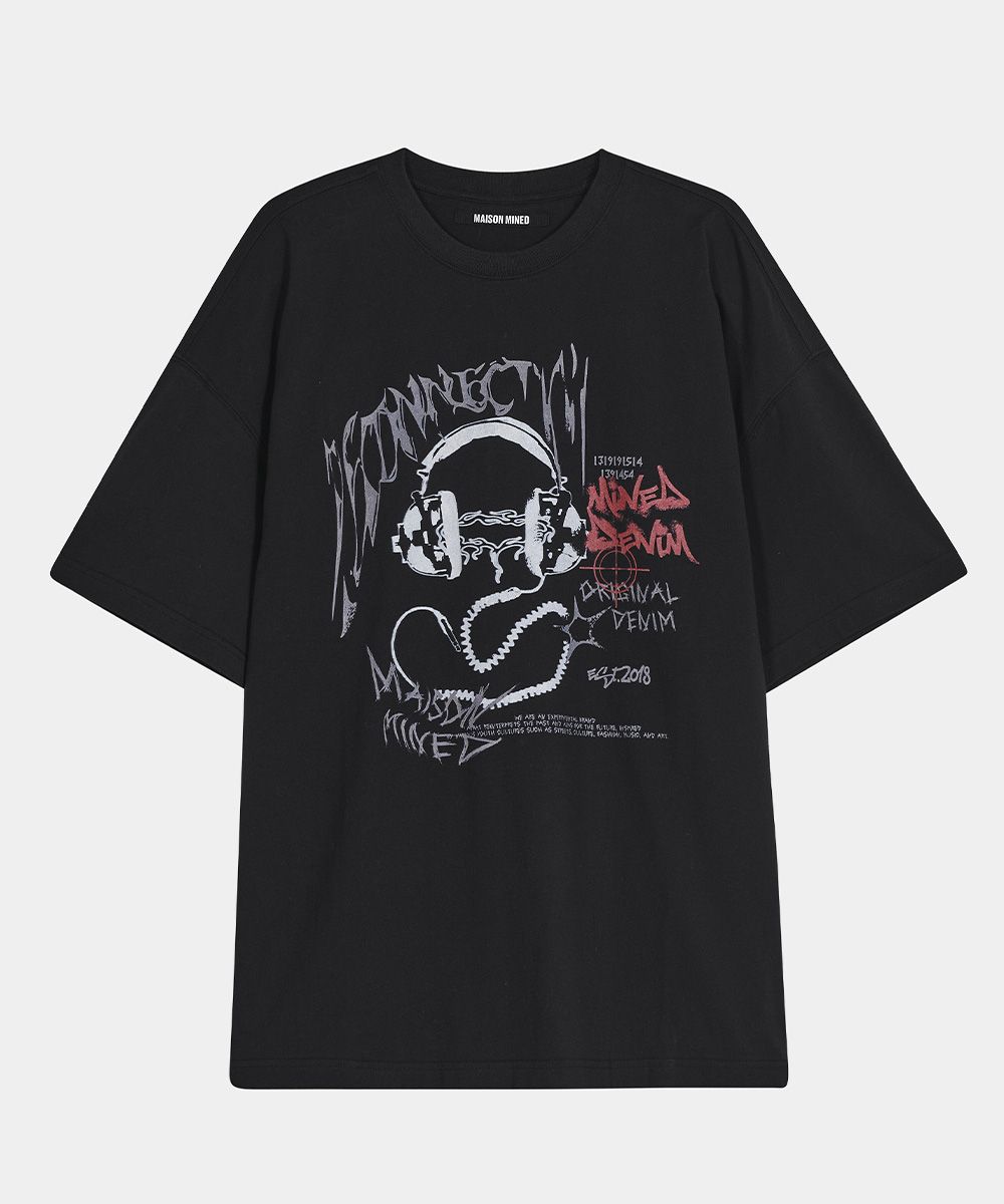 【MAISON MINED】24SS★ SCRIPT TYPE HALF T MUSINSA | MAISON MINED SCRIBBLE HALF T BLACK