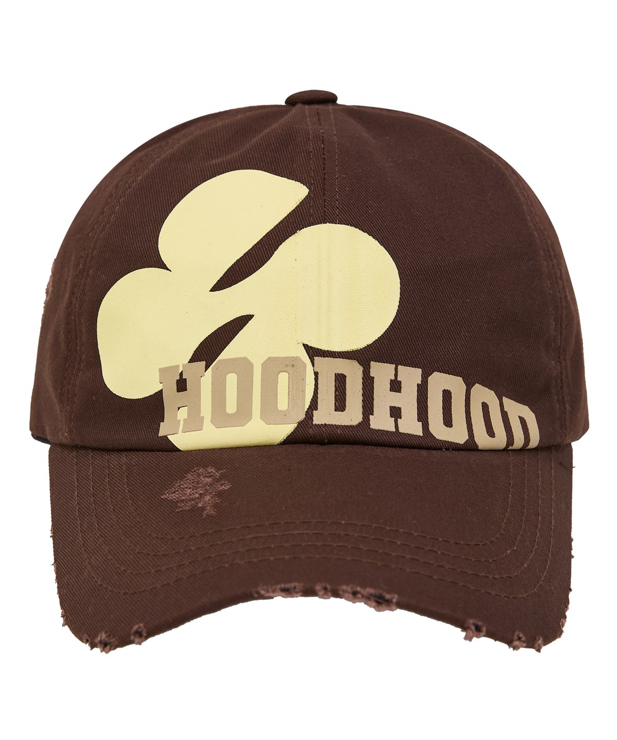 후드후드(HOODHOOD) 멀티 로고 디스트로이드 볼캡 브라운