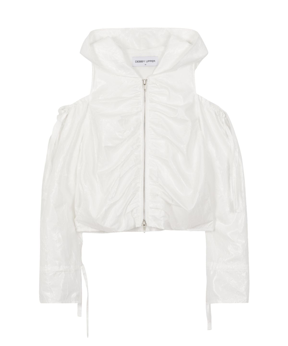 데비어퍼(DEBBY UPPER) SHIRRING CUT OUT HOOD ZIP-UP_WHITE