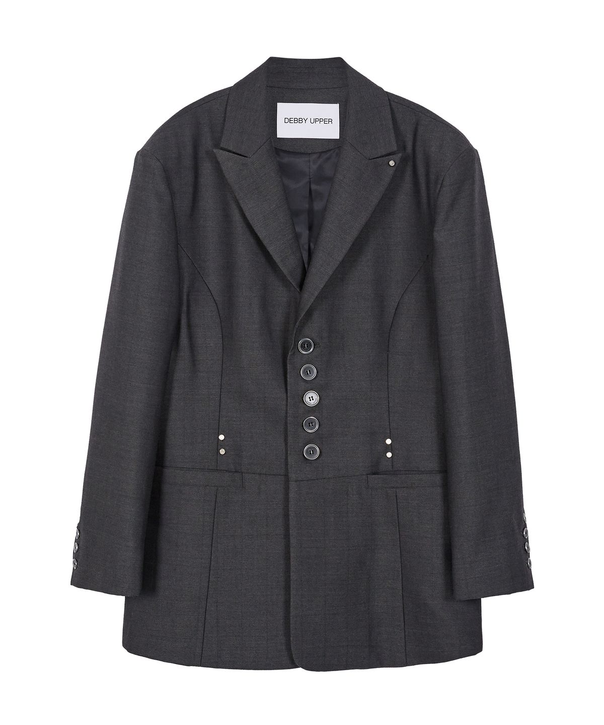 데비어퍼(DEBBY UPPER) RIVET POINT OVERFIT BLAZER_CHARCOAL