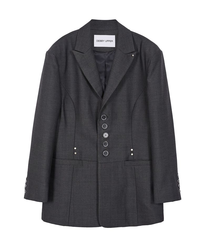 RIVET POINT OVERFIT BLAZER_CHARCOAL