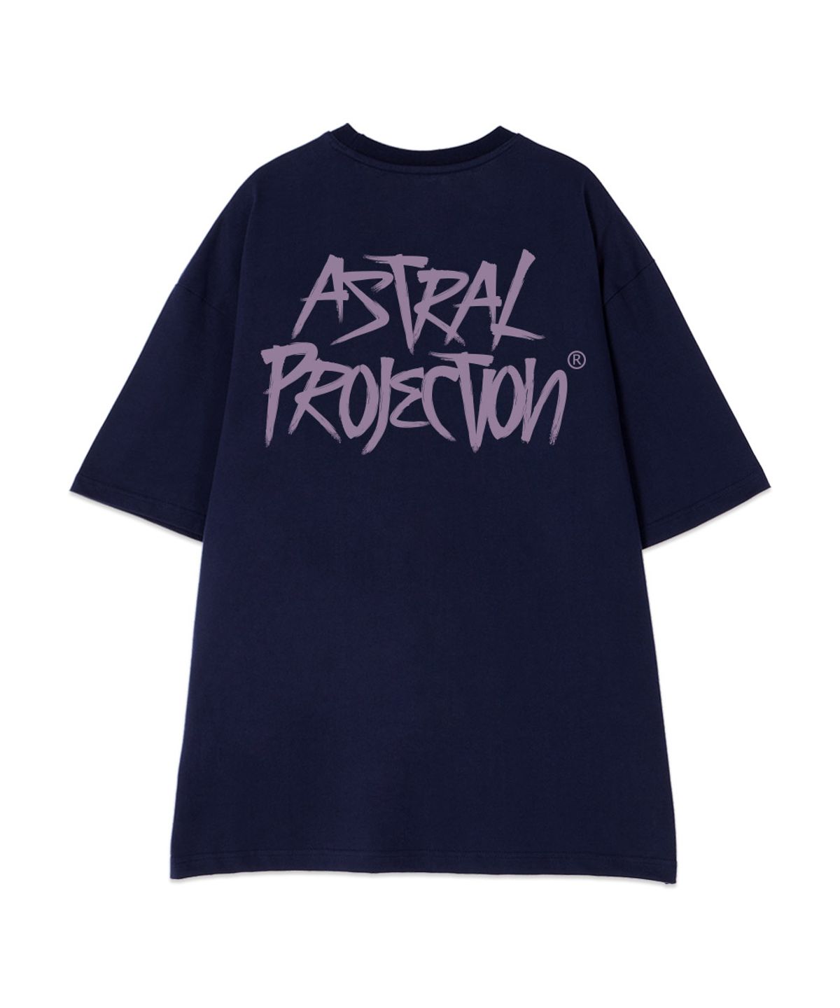 아스트랄 프로젝션(ASTRAL PROJECTION) [오버핏]그래피티 레터링13수 면 라운드 넥 반팔 티셔츠_네이비