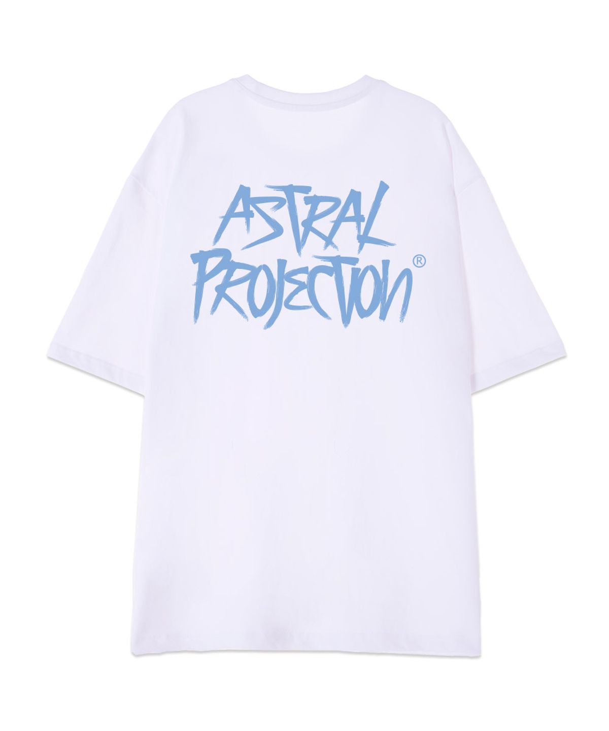 아스트랄 프로젝션(ASTRAL PROJECTION) [오버핏]그래피티 레터링13수 면 라운드 넥 반팔 티셔츠_화이트