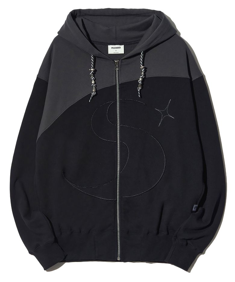 TS SILVER CHARM ZIP HOODIE (BLACK)