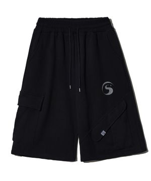 TS LOGO BERMUDA SWEAT PANTS (BLACK)