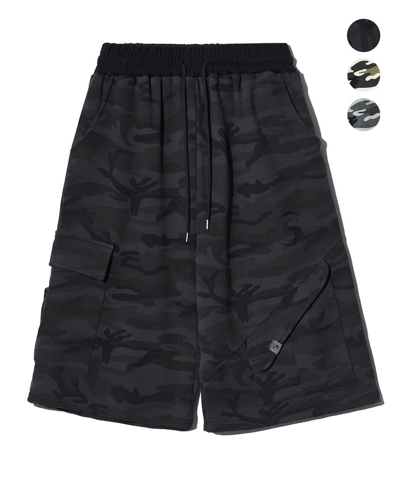 TS LOGO BERMUDA SWEAT PANTS (CAMOUFLAGE)_3COLORS