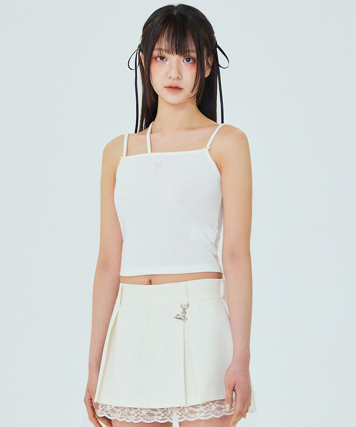 플라즈마스페어(PLASMA SPHERE) FANCY TOP IN CREAM (리본 끈나시)