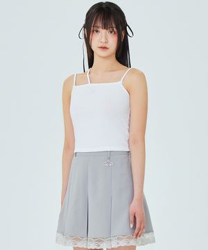 FANCY TOP IN WHITE (리본 끈나시)