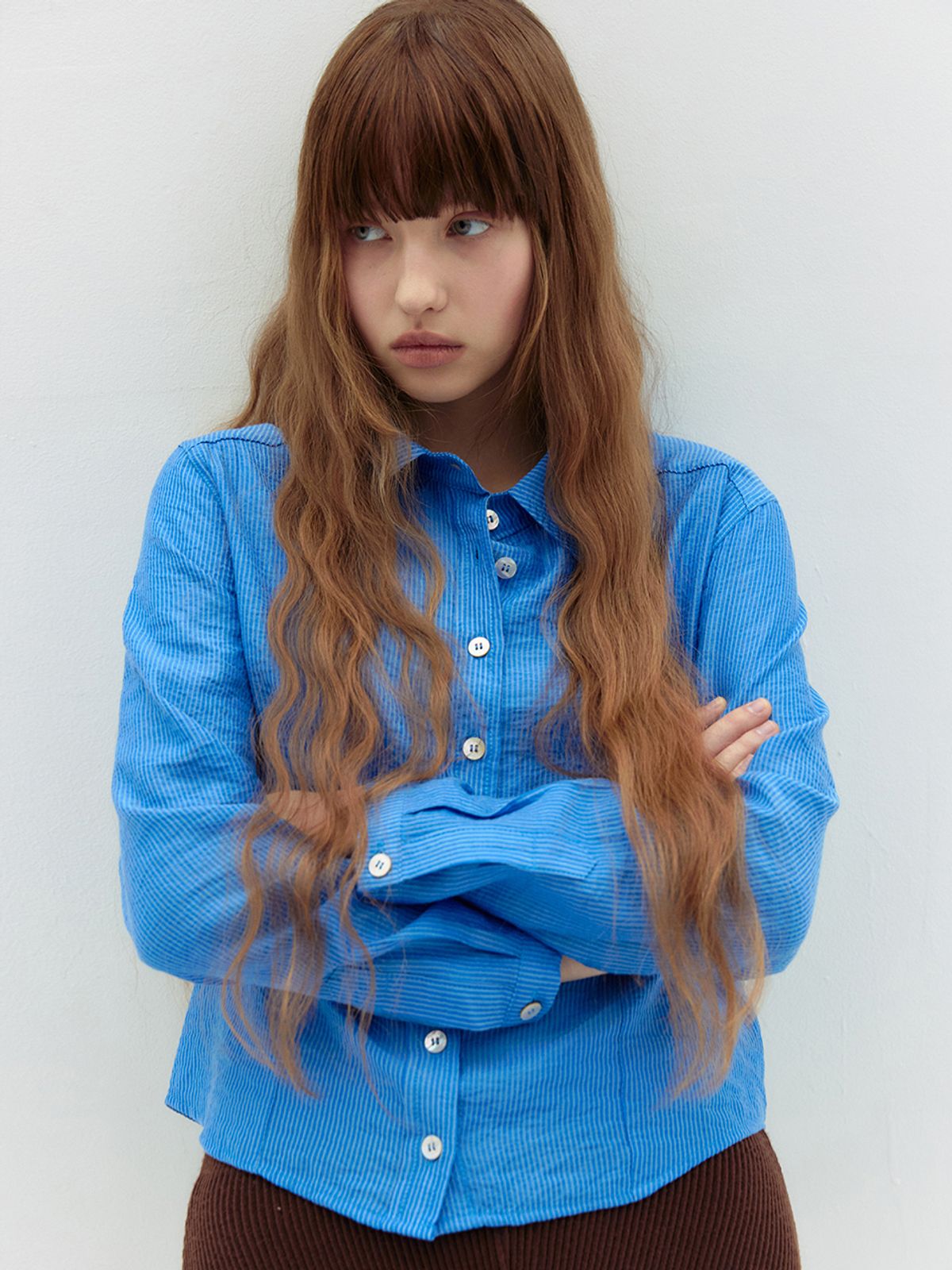 익스파이어드걸(EXPIRED GIRL) Maris Stripe Shirt Blue