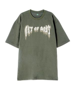 [오버핏]아웃 오브 바디 13수 면 라운드 넥 반팔 티셔츠_카키