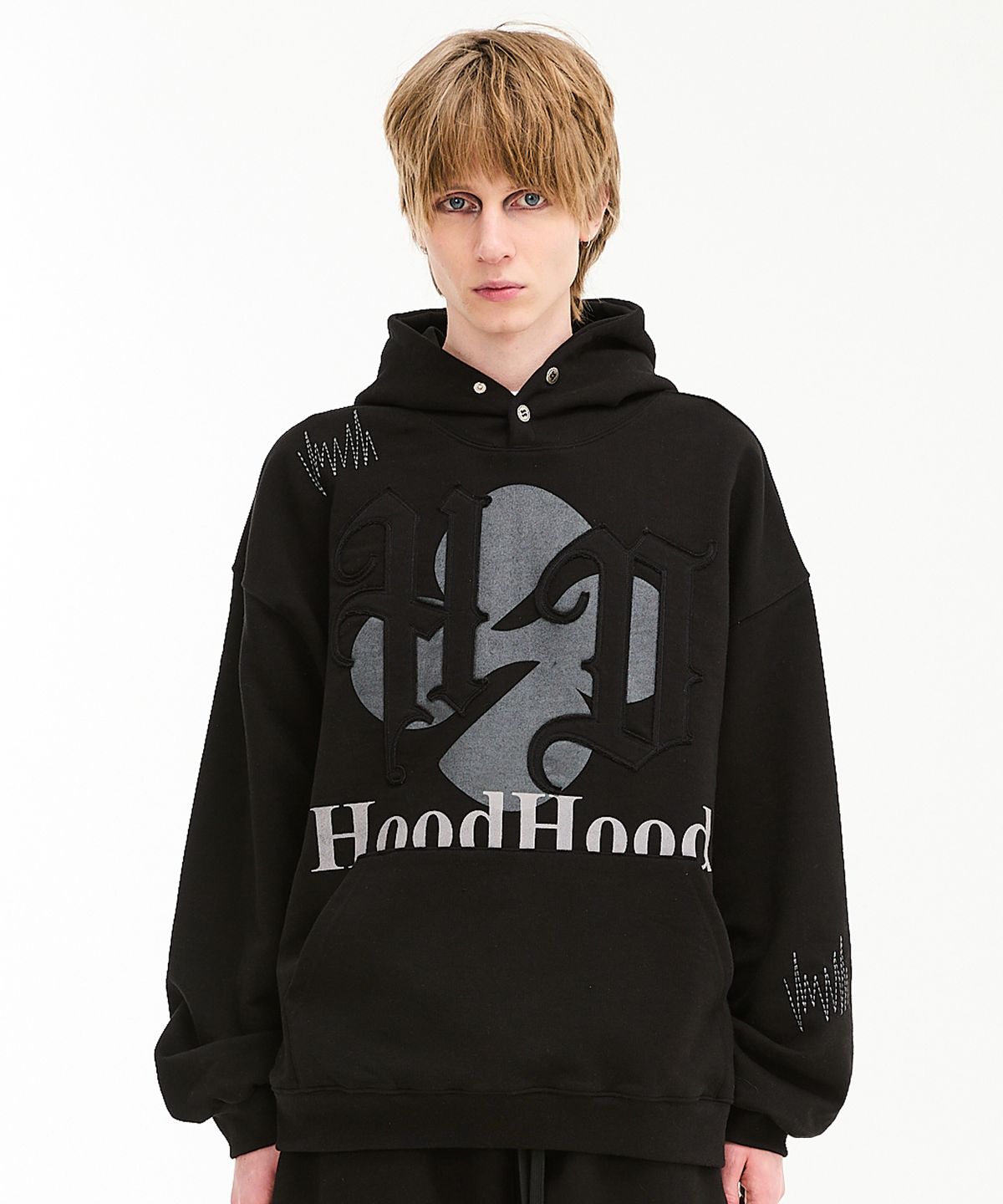 후드후드(HOODHOOD) HD 아플리케 시리즈 스티치 후드 블랙