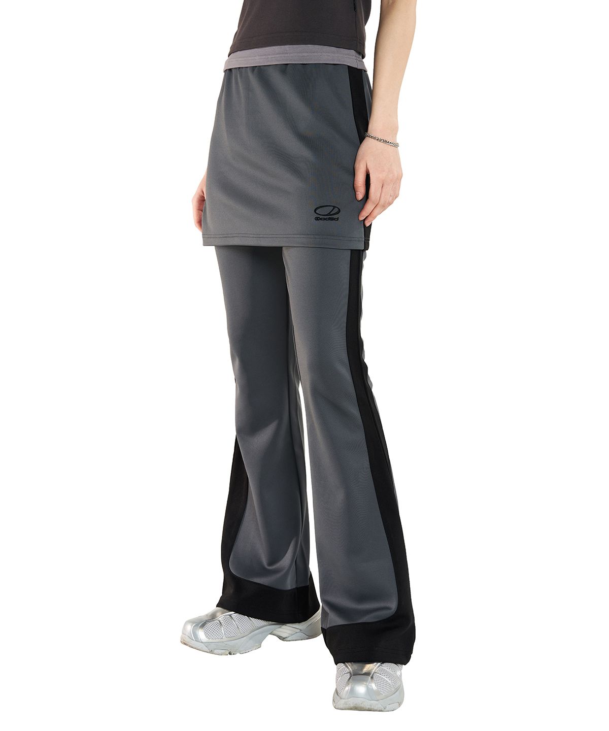MUSINSA | ODDSTUDIO Layered Bootcut Jersey Pants - GRAY/BLACK