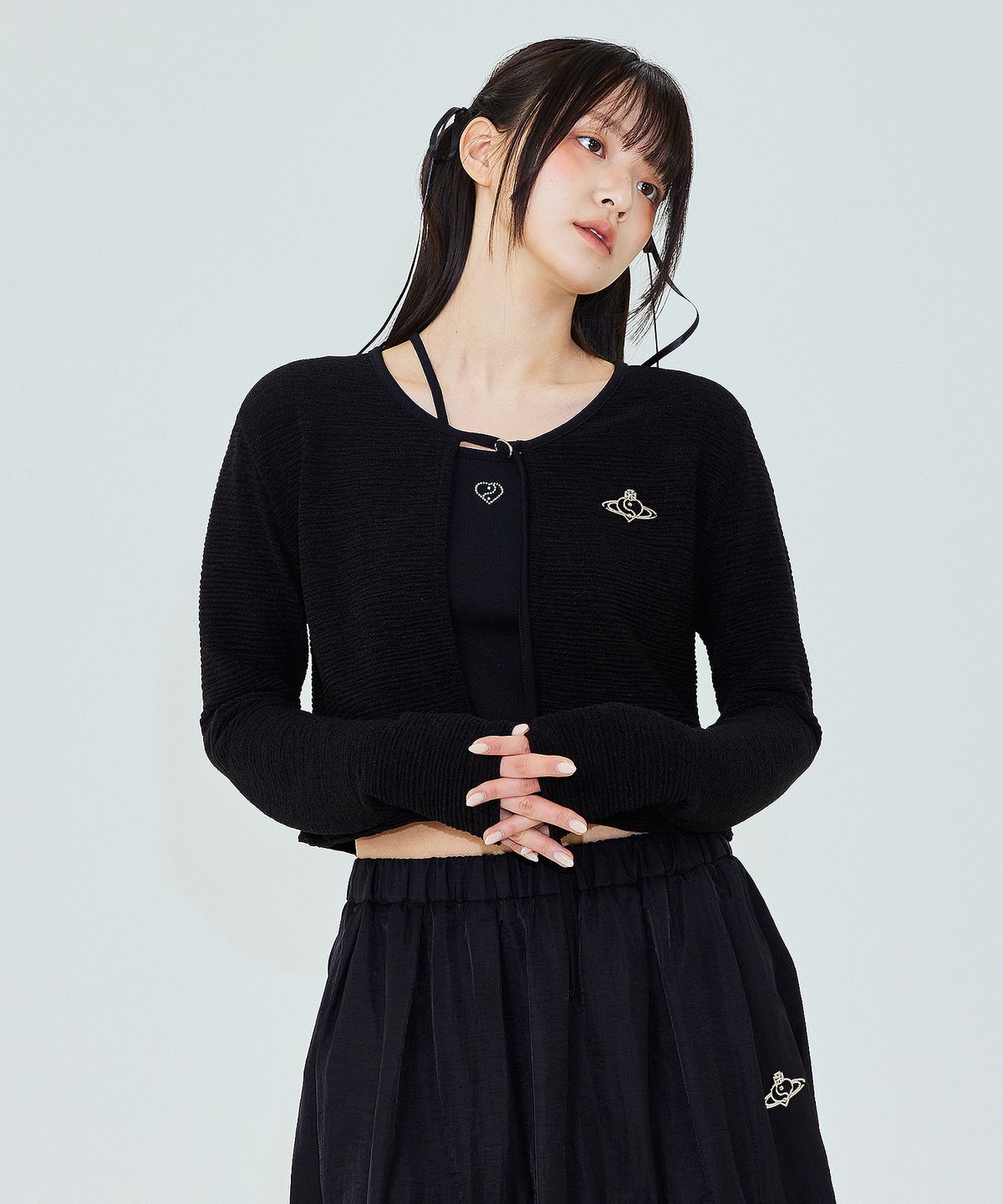 플라즈마스페어(PLASMA SPHERE) GRACE CARDIGAN IN BLACK (니트 가디건)