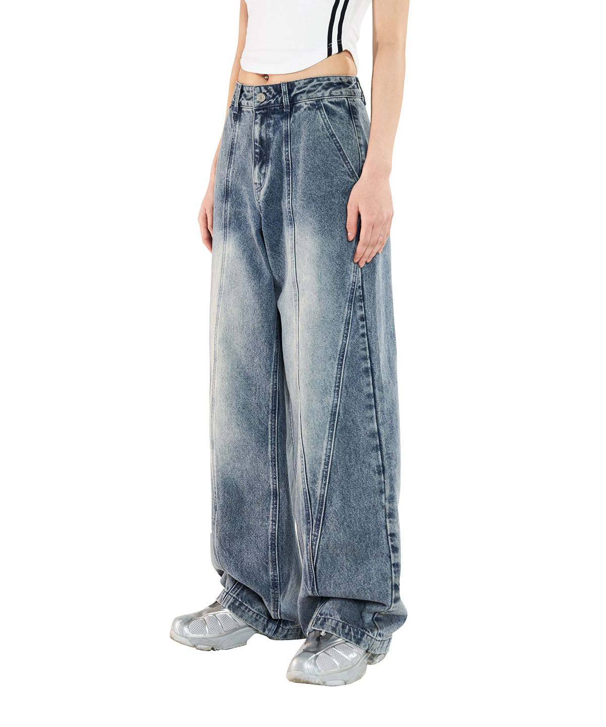 │Odd Studio│ Diagonal cut wide denim pants BLUE OO4MUDP101 MUSINSA | ODDSTUDIO Diagonal cut wide denim pants – BLUE