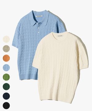 워셔블 케이블 반팔 니트 - 14 COLOR