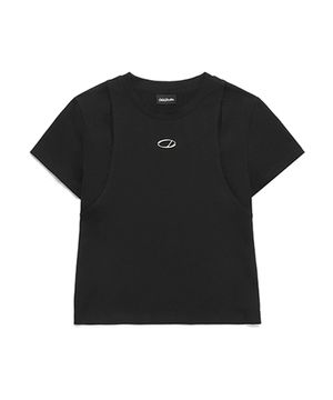 오드 시그니처 컷오프 슬림 티셔츠 - BLACK