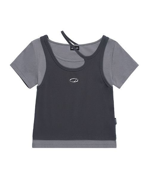 ◆Odd Studio◆ Odd Signature 2WAY Layered T-shirt GRAYCHARCO MUSINSA | ODDSTUDIO Odd Signature 2WAY Layered T-Shirt