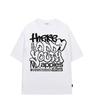 애플 픽셀 그래픽 오버핏 티셔츠 - WHITE