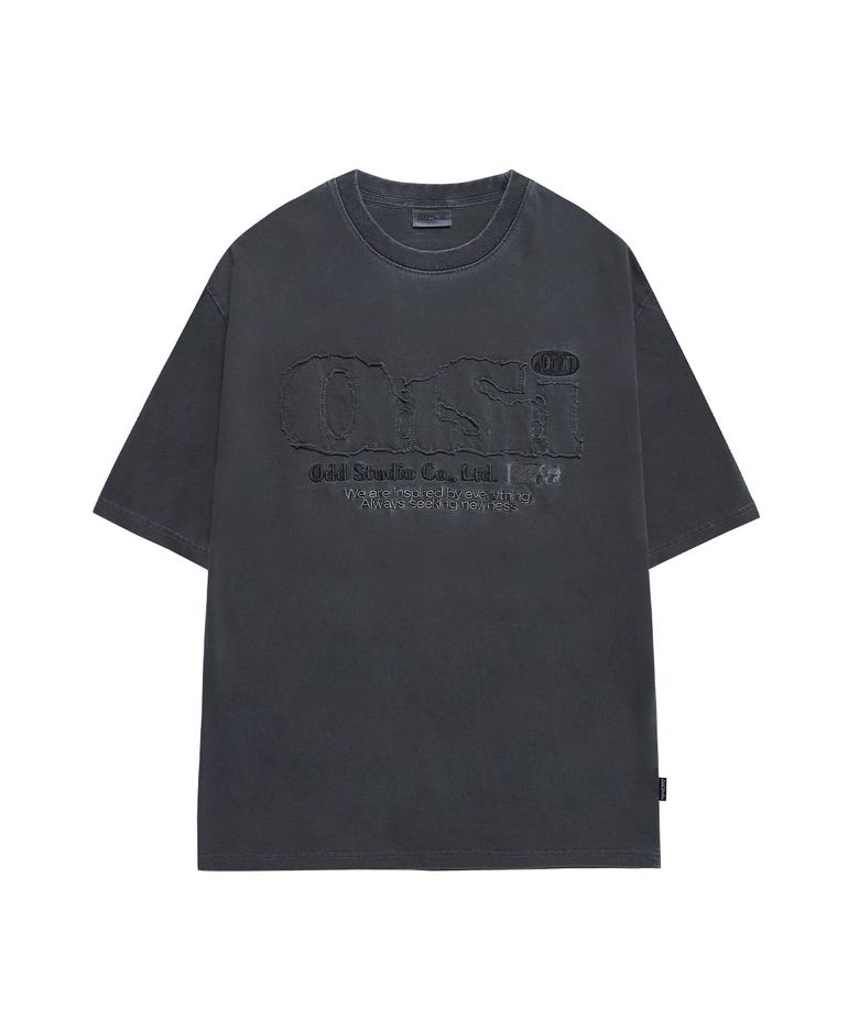 ODSD 피그먼트 데미지 티셔츠 - CHARCOAL