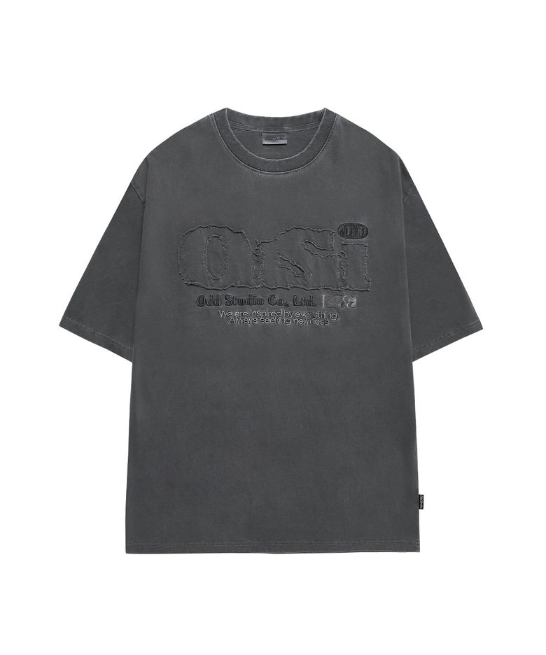 ODSD 피그먼트 데미지 티셔츠 - LIGHT CHARCOAL