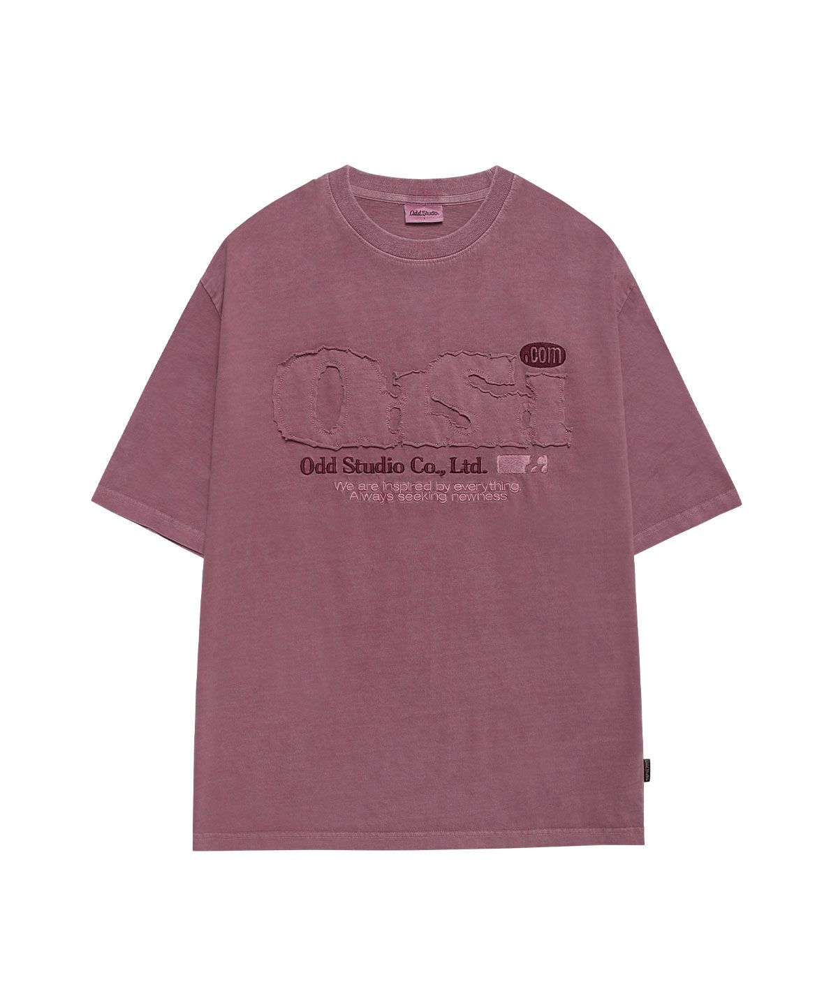 오드스튜디오(ODDSTUDIO) ODSD 피그먼트 데미지 티셔츠 - DUSTY PINK