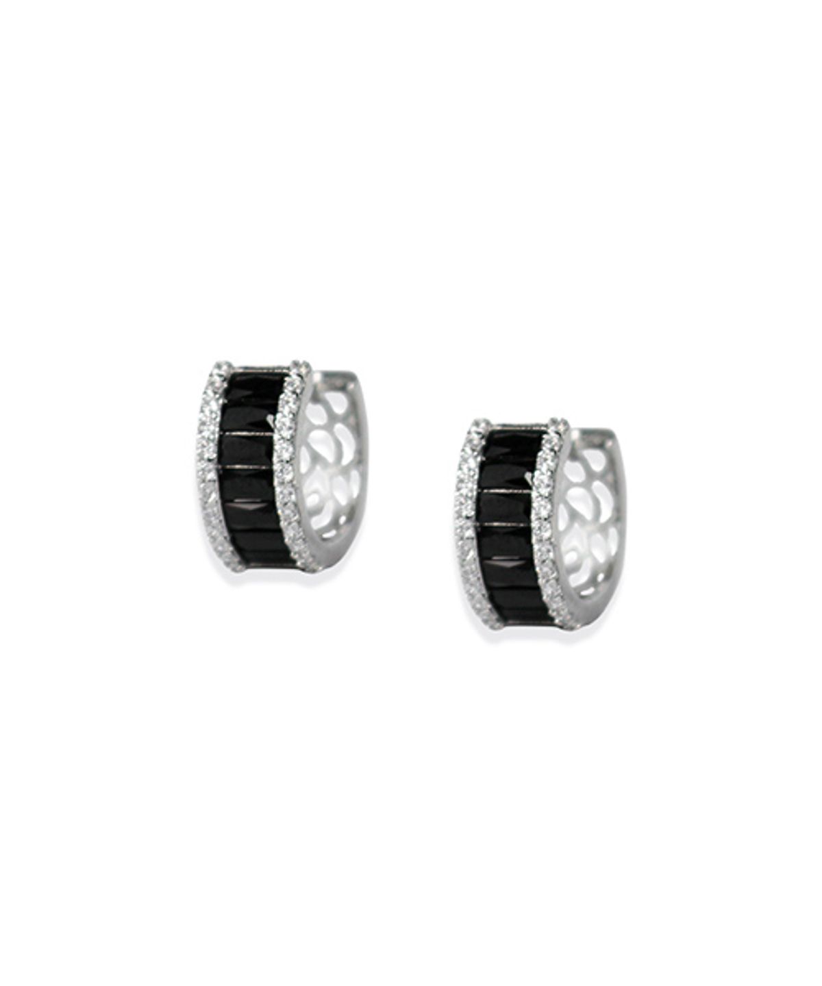 블랙 퍼플(BLACK PURPLE) 크리스탈 유리조각 미니 링 귀걸이_블랙 Crystal Glass Piece Mini Ring Earrings_Black