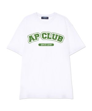 에이피 클럽 수피마 코튼 라운드 넥 반팔 티셔츠_화이트