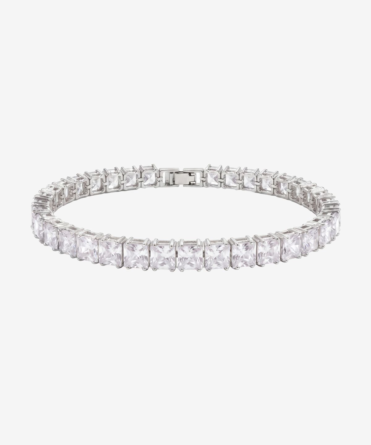 블랙 퍼플(BLACK PURPLE) 스퀘어 큐빅 트레인 팔찌_실버 Square Cubic Train Bracelet_Silver
