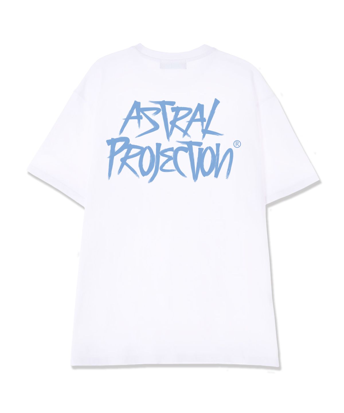 아스트랄 프로젝션(ASTRAL PROJECTION) 그래피티 레터링 수피마 코튼 라운드 넥 반팔 티셔츠_화이트