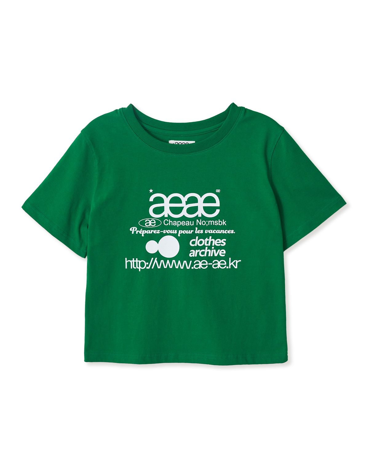 에이이에이이(AEAE) WEB LOGO CROP T-SHIRTS [GREEN]