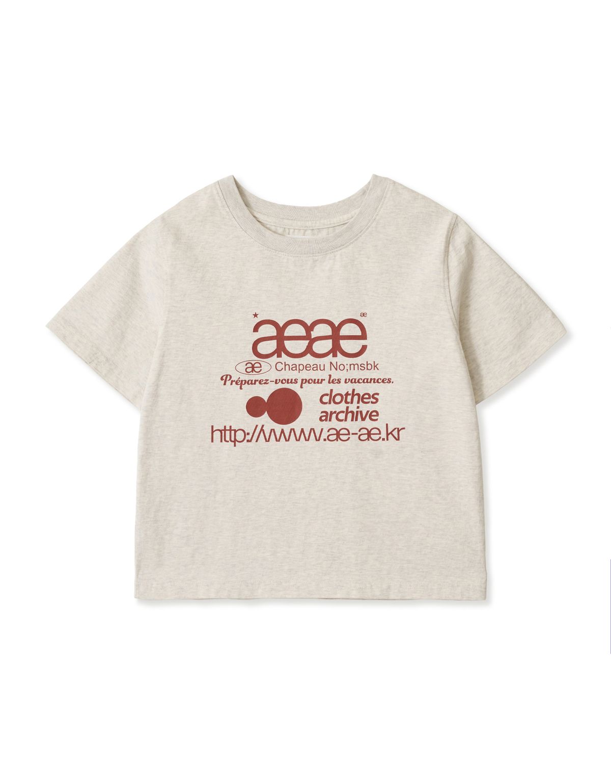 에이이에이이(AEAE) WEB LOGO CROP T-SHIRTS [OATMEAL]