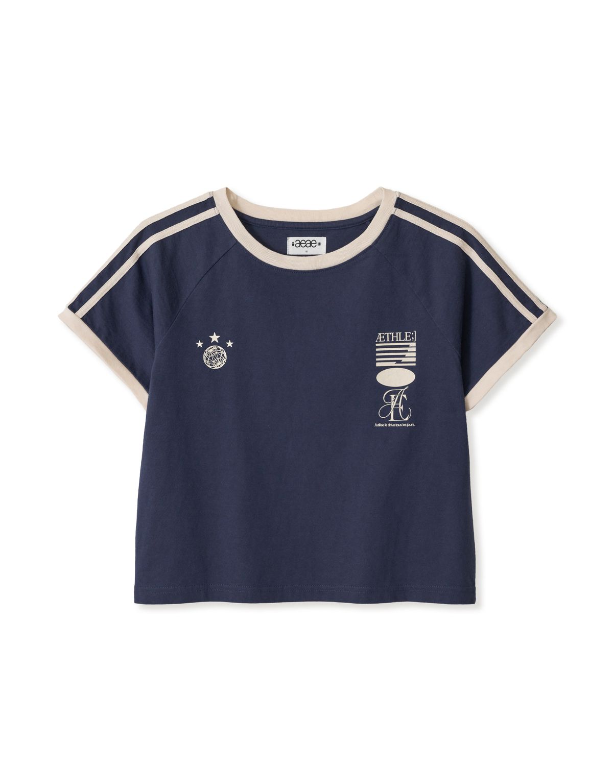 에이이에이이(AEAE) ATHLETE STRIPE HALF T-SHIRTS [NAVY]