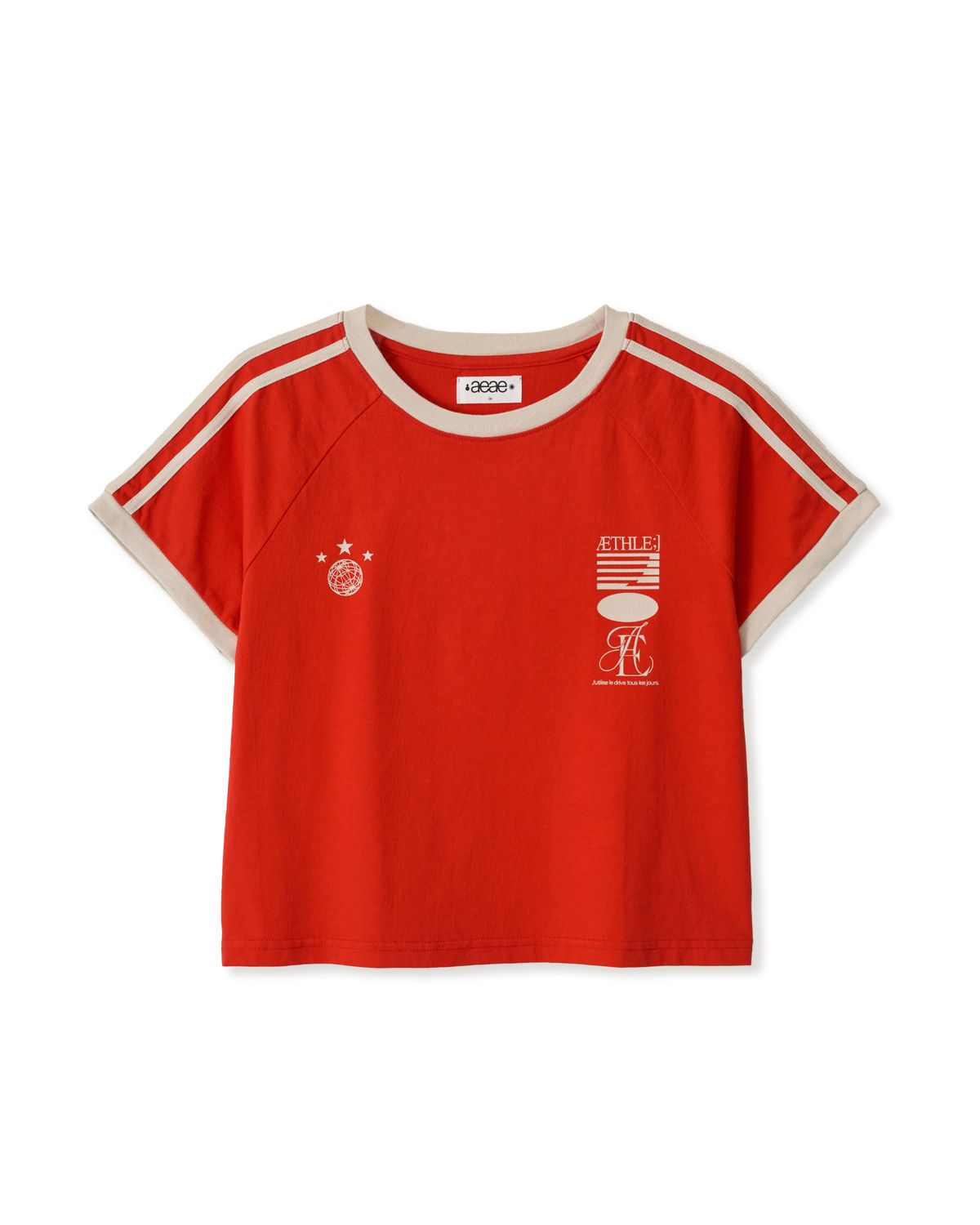 에이이에이이(AEAE) ATHLETE STRIPE HALF T-SHIRTS [RED]