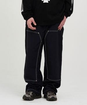 퓨어나일론 더블니 리벳 팬츠 - 블랙