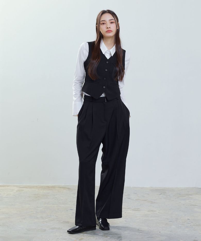 테일러드 핀턱 슬랙스 (블랙)