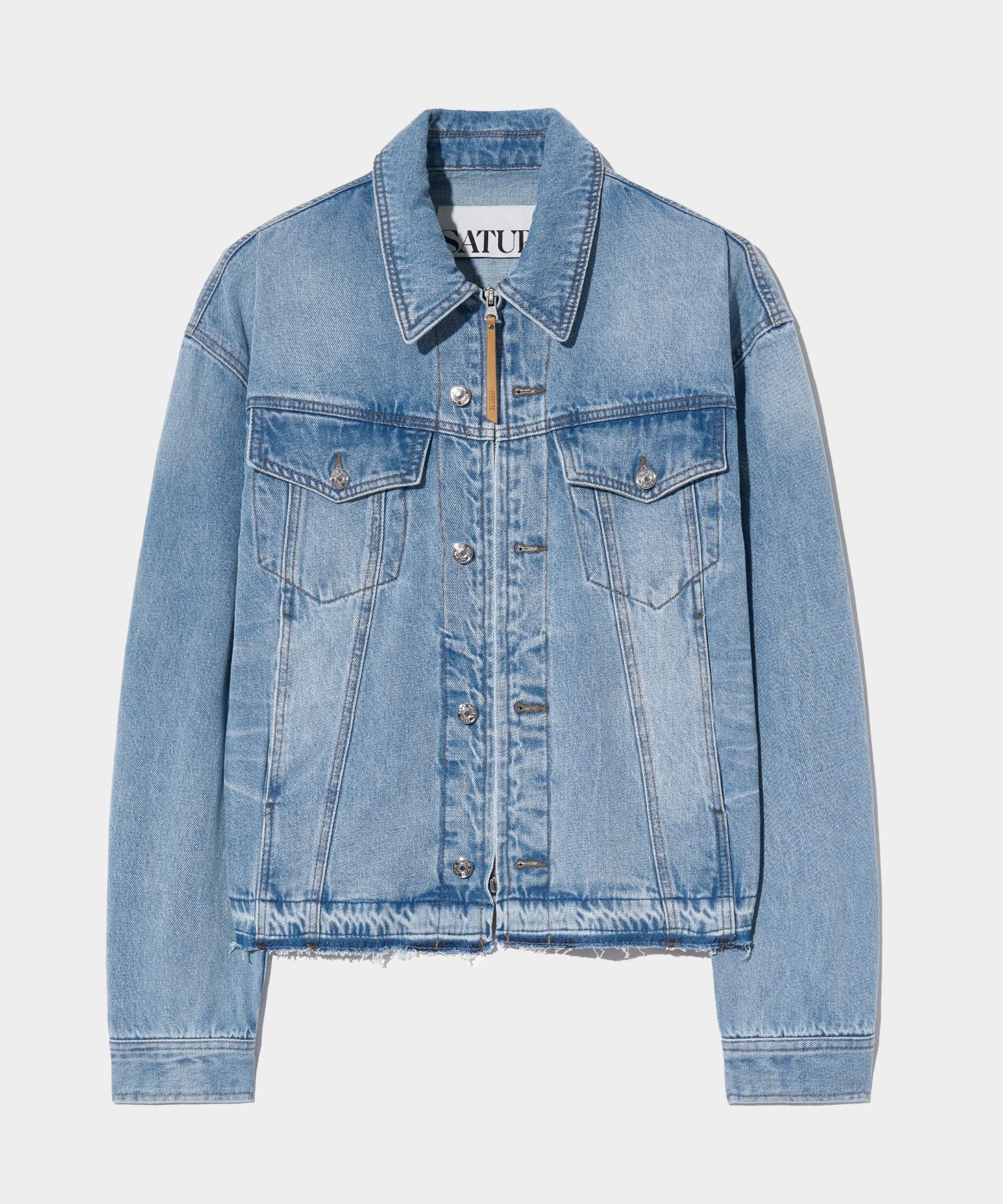 [男女用]★SATUR★Gabon Washed Denim Trucker Jacket★デニム MUSINSA | SATUR Gabon washed denim trucker jacket light blue