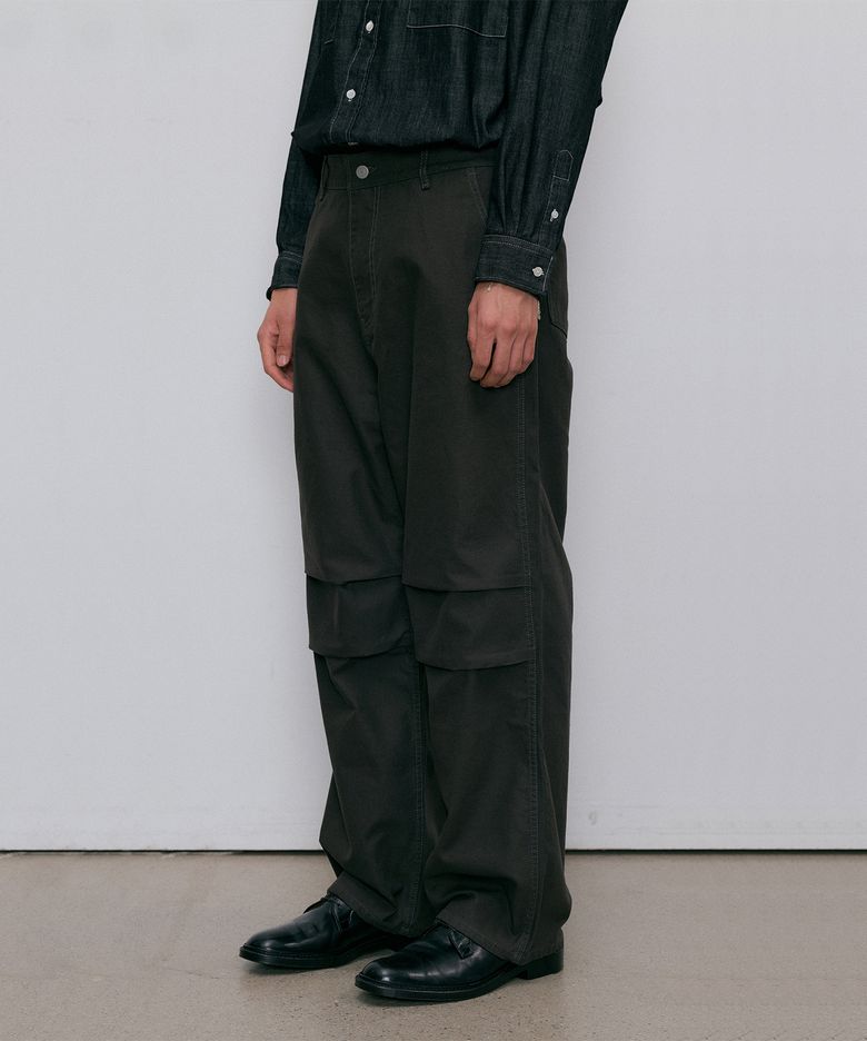 Washed heavy chino pants (dark gray)