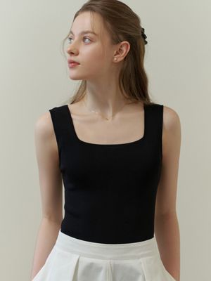 Square knit sleeveless (black)