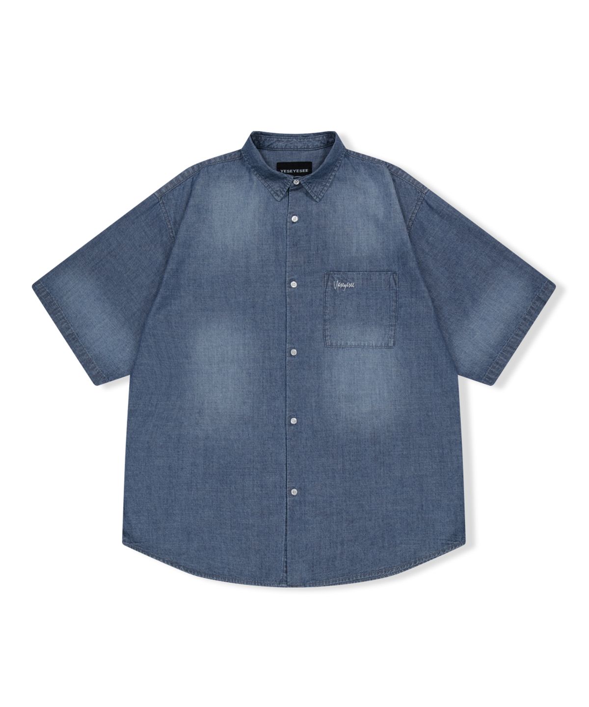 예스아이씨(YESEYESEE) Loose Fit Denim Half Shirts Indigo